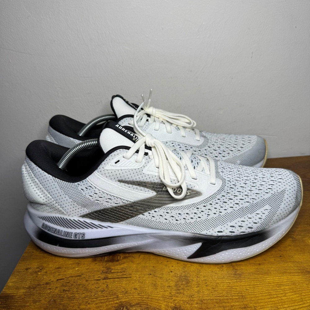 Brooks Adrenaline GTS 24 Running Shoes Mens Size 12 White Black 1104371D126